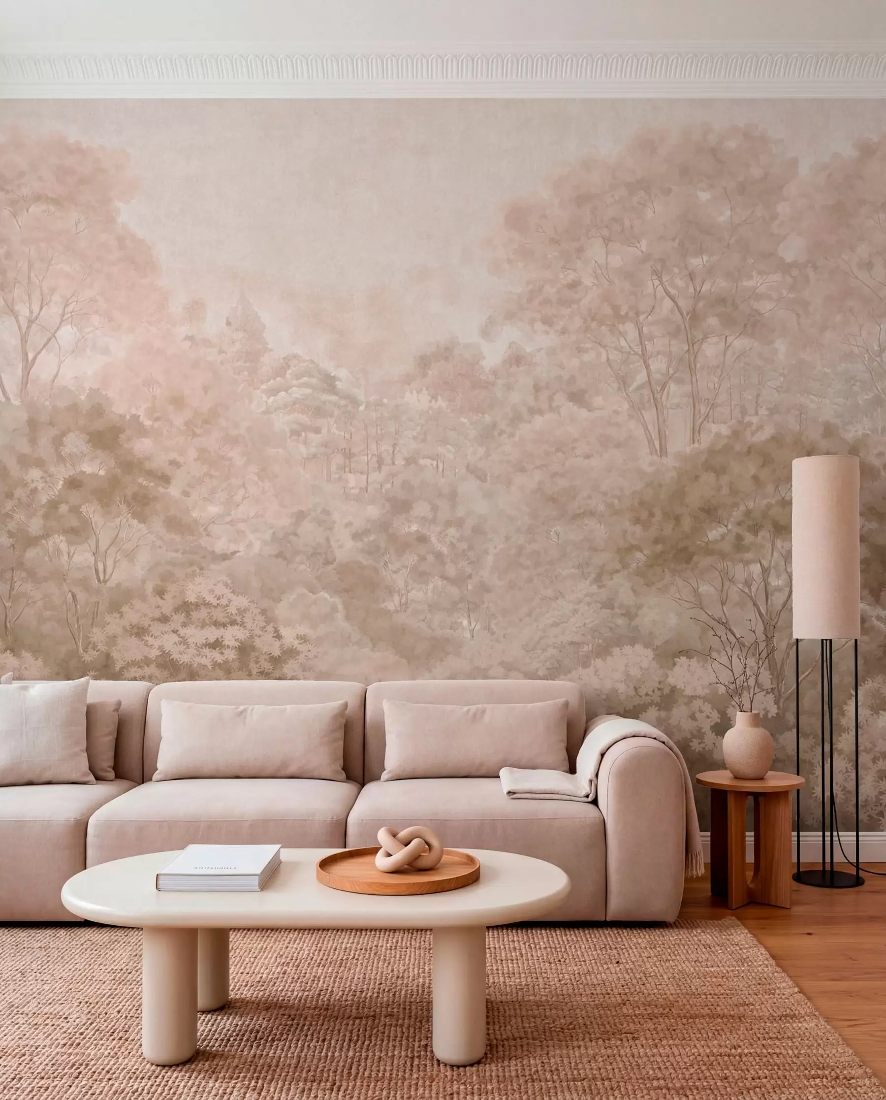 wall murals Vintage forest landscape in warm beige tones w05433v1