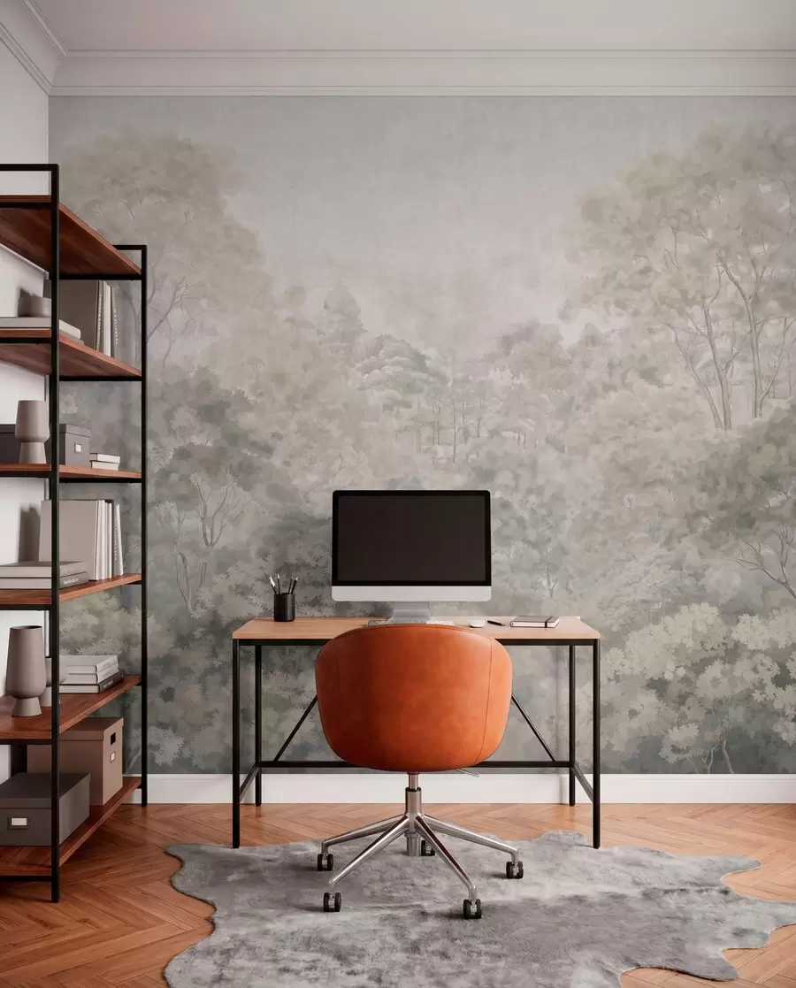 wall murals Vintage light forest landscape in pastel tones w05433v2
