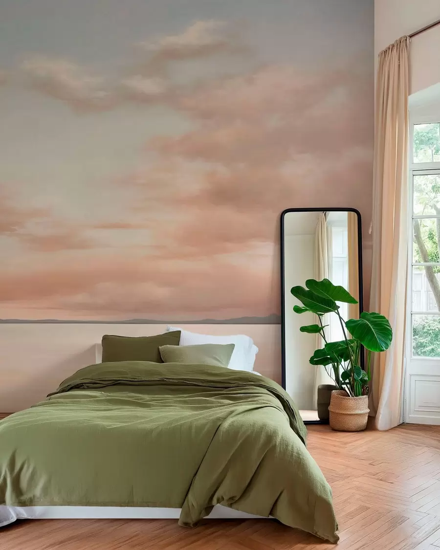 Wall Mural Photo Wallpaper Minimalism sea horizon with pastel clouds w05516