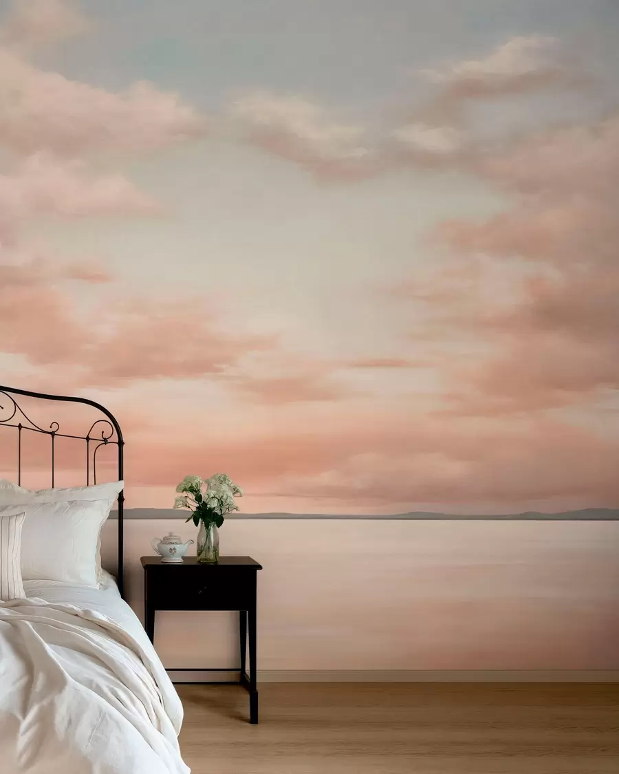 Wall Mural Photo Wallpaper Minimalism sea horizon with pastel clouds w05516