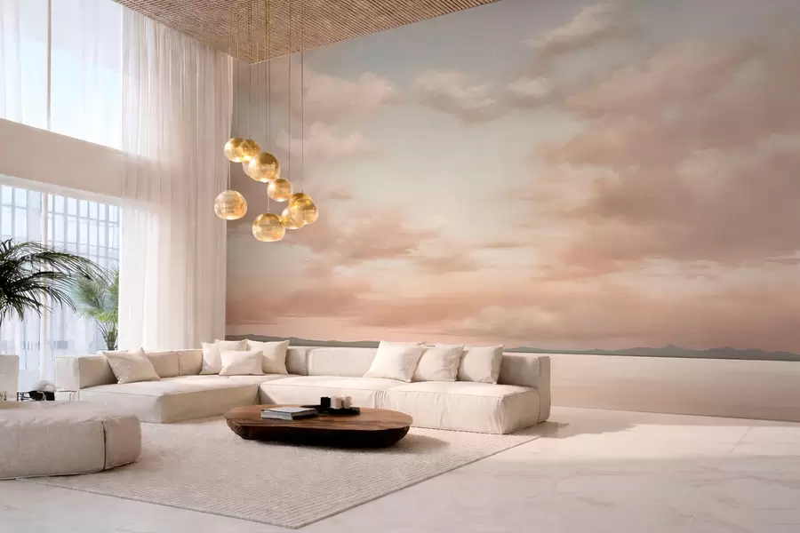 Wall Mural Photo Wallpaper Minimalism sea horizon with pastel clouds w05516