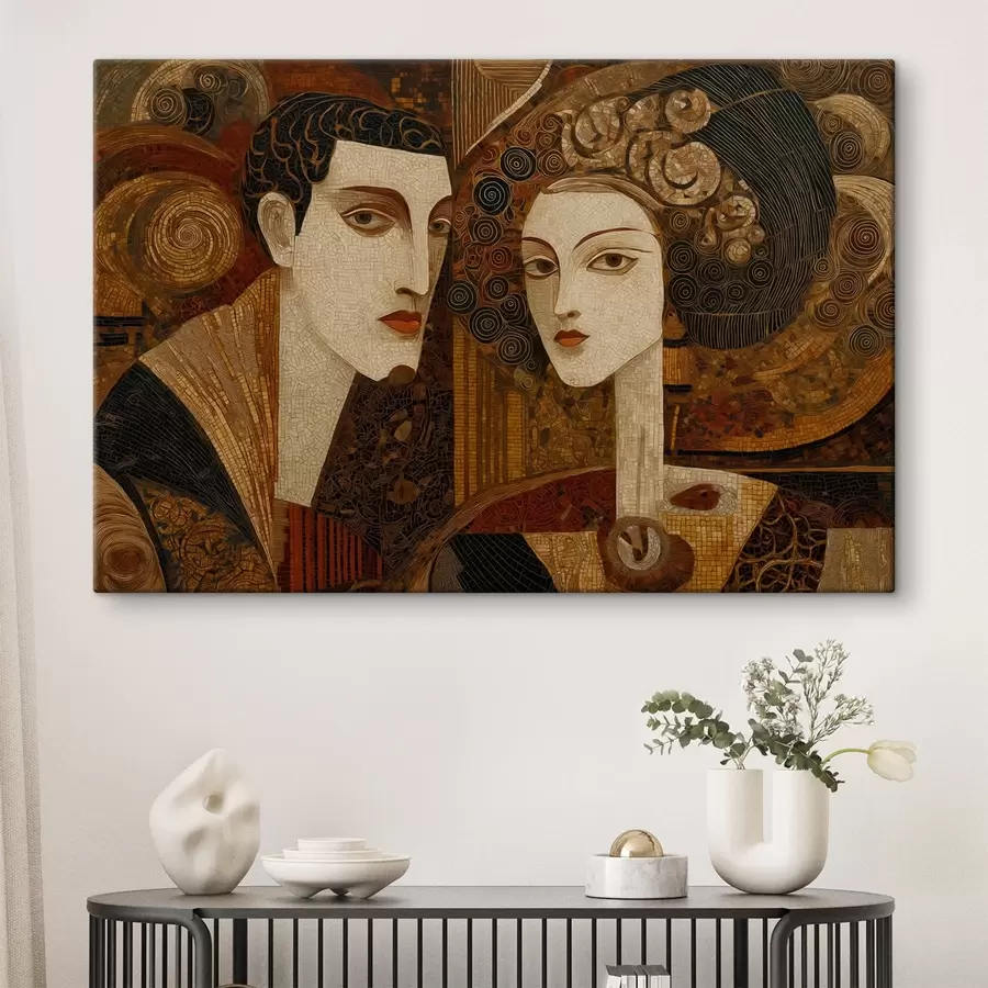 murales Pareja en estilo mosaico, retrato abstracto s48933