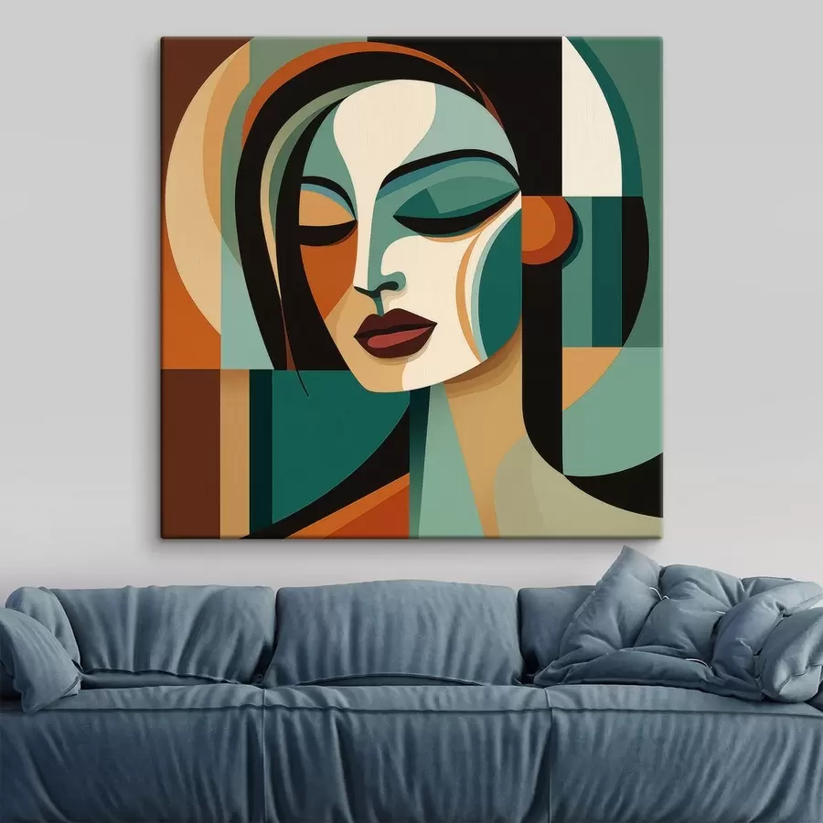 murales Retrato de mujer en estilo geométrico s48952