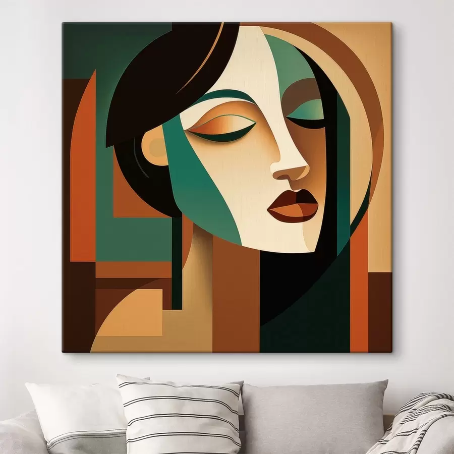 murales Retrato de mujer en estilo geométrico s48953