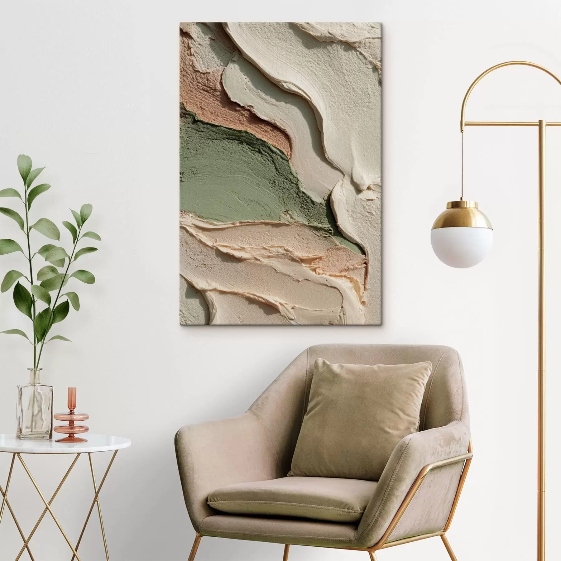 murales Pinceladas abstractas al estilo impasto en tonos naturales s48798