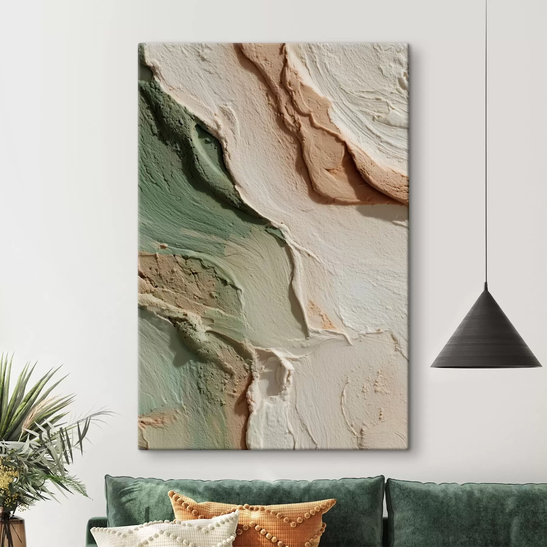 murales Textura abstracta de estilo impasto en tonos beige y verde s48799