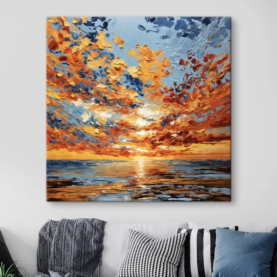 Wall Mural Photo Wallpaper Impasto style dramatic sunset over sea s48810