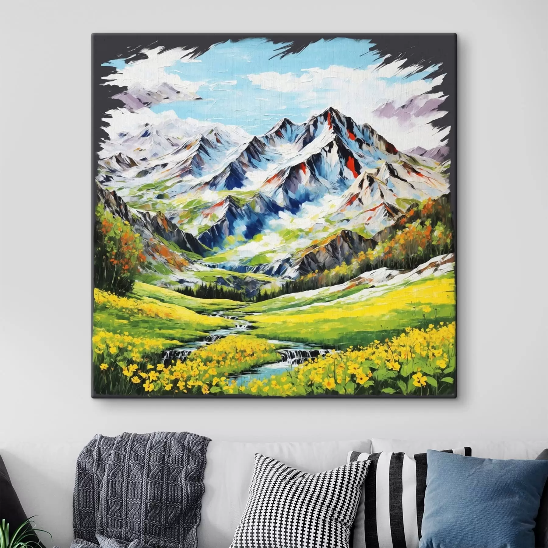 wall murals Modernism mountain landscape with bold strokes s48817