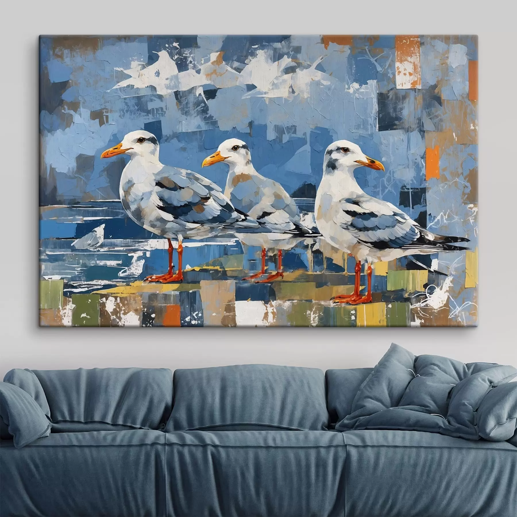 wall murals Modernism seagulls on abstract background s48822
