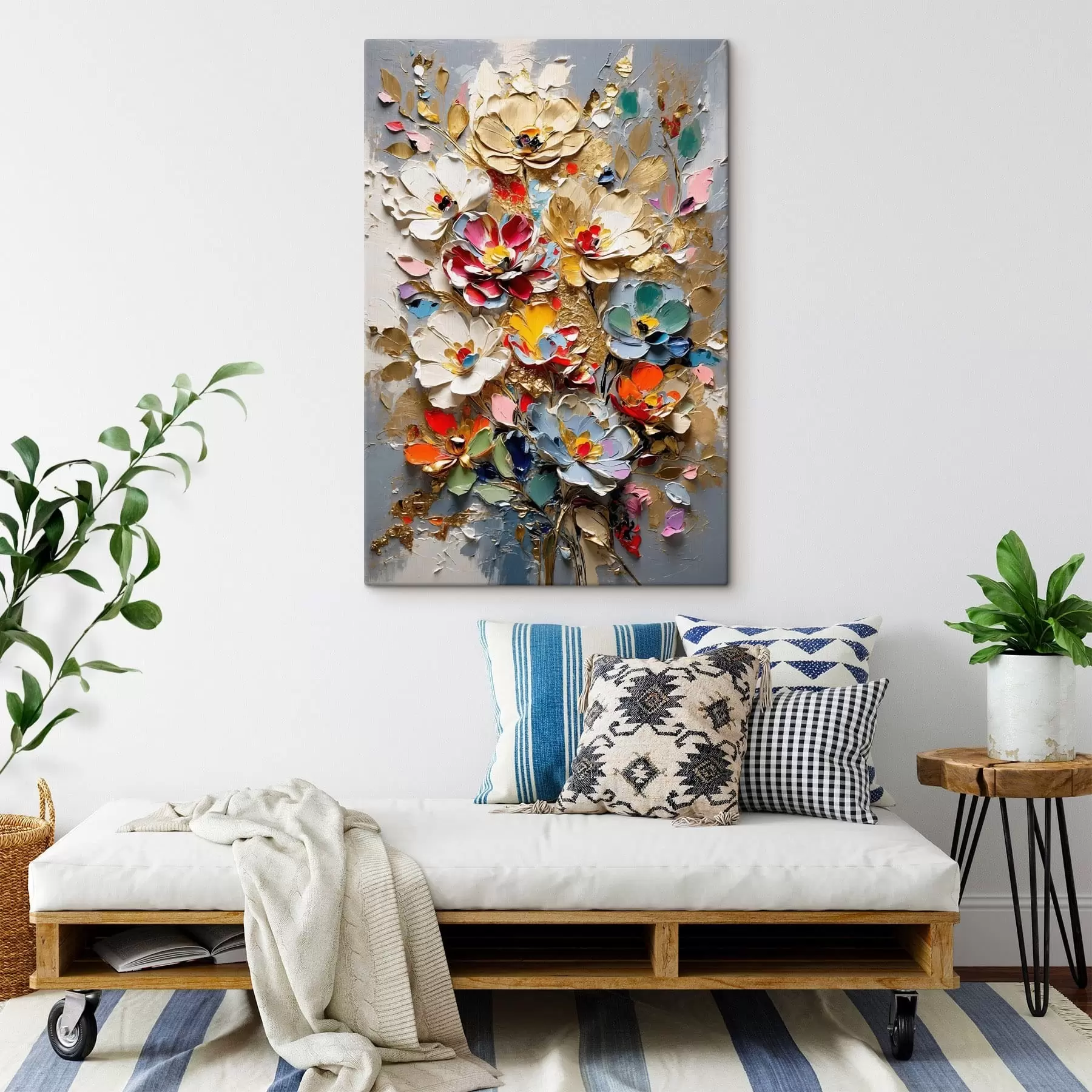 wall murals Impasto style floral composition with textured petals s48832