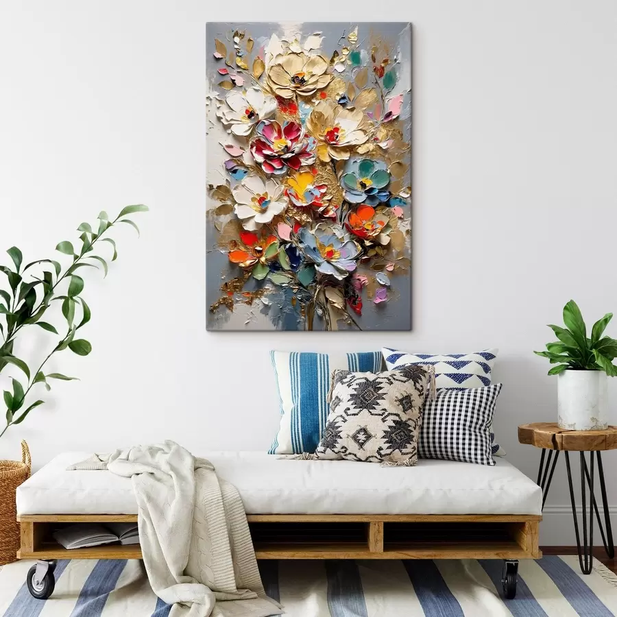 Wall Mural Photo Wallpaper Impasto style floral composition with textured petals s48832