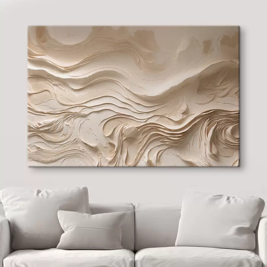 Wall Mural Photo Wallpaper Minimalism abstract wavy layers in beige tones s48834