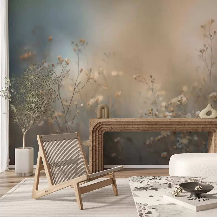 Wall Mural Photo Wallpaper field grasses with small flowers against a shallow depth of field w05386