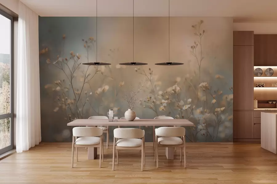 Wall Mural Photo Wallpaper field grasses with small flowers against a shallow depth of field w05386