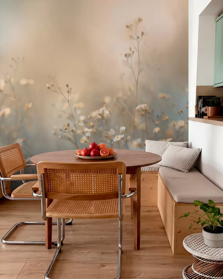 Wall Mural Photo Wallpaper field grasses with small flowers against a shallow depth of field w05386