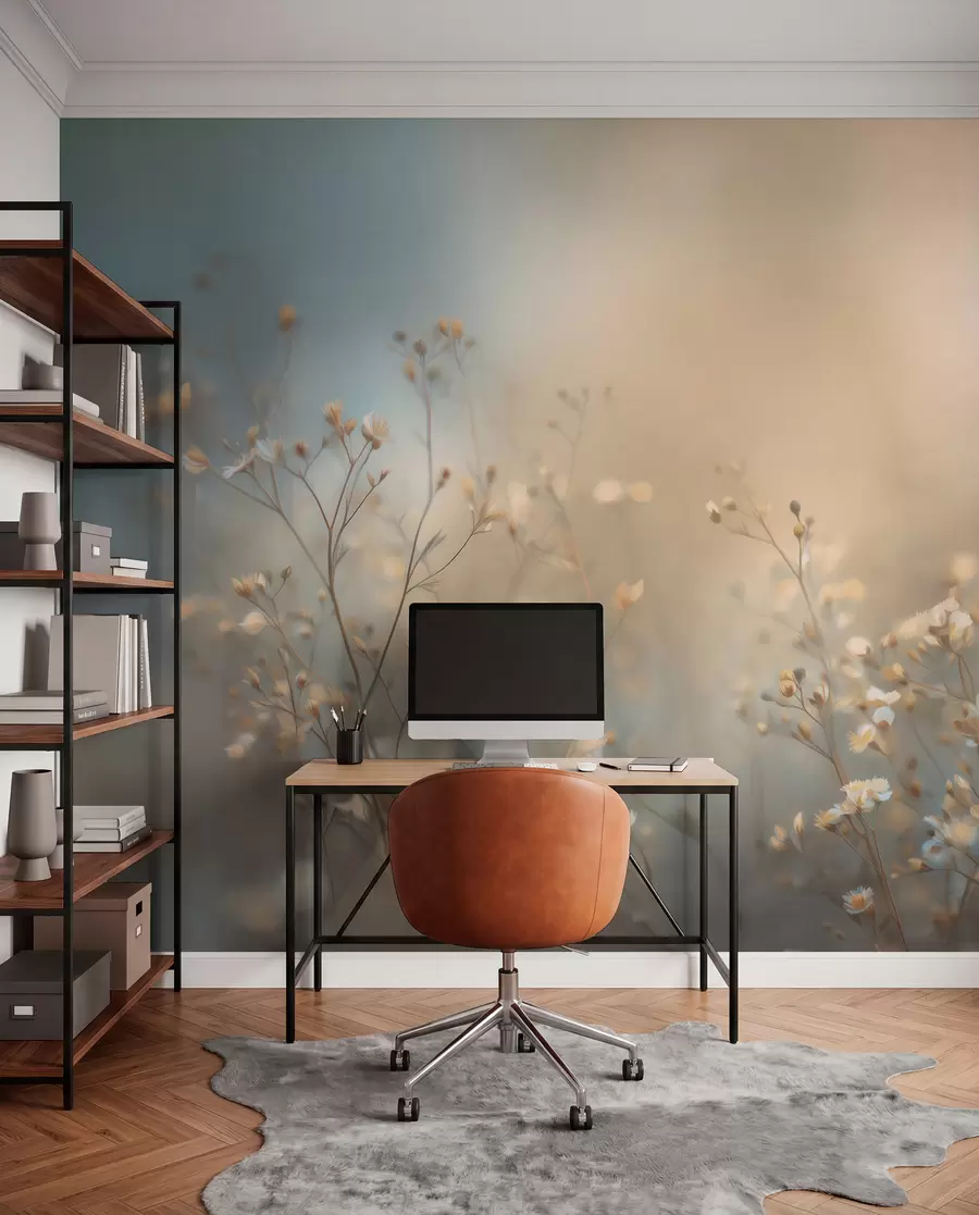 Wall Mural Photo Wallpaper field grasses with small flowers against a shallow depth of field w05386