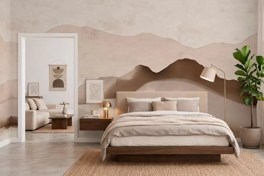 Wall Mural Photo Wallpaper Abstract mountains in the Japandi and minimalist styles w05434