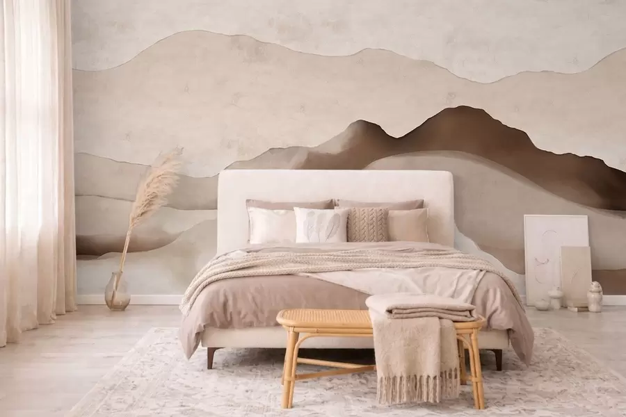 peintures murales Montagnes abstraites dans les styles Japandi et minimaliste w05434