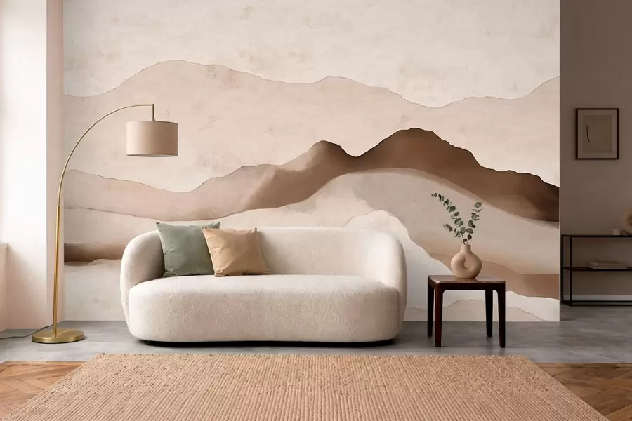 peintures murales Montagnes abstraites dans les styles Japandi et minimaliste w05434