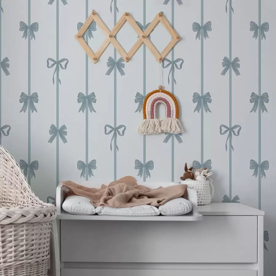 murales Lazos azules con cintas sobre un fondo claro a01074v2