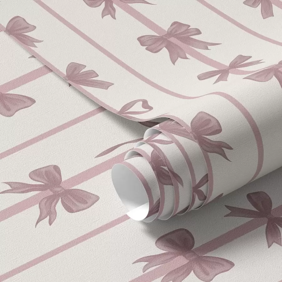 wall murals Pink bows in vertical stripes on light background a01075