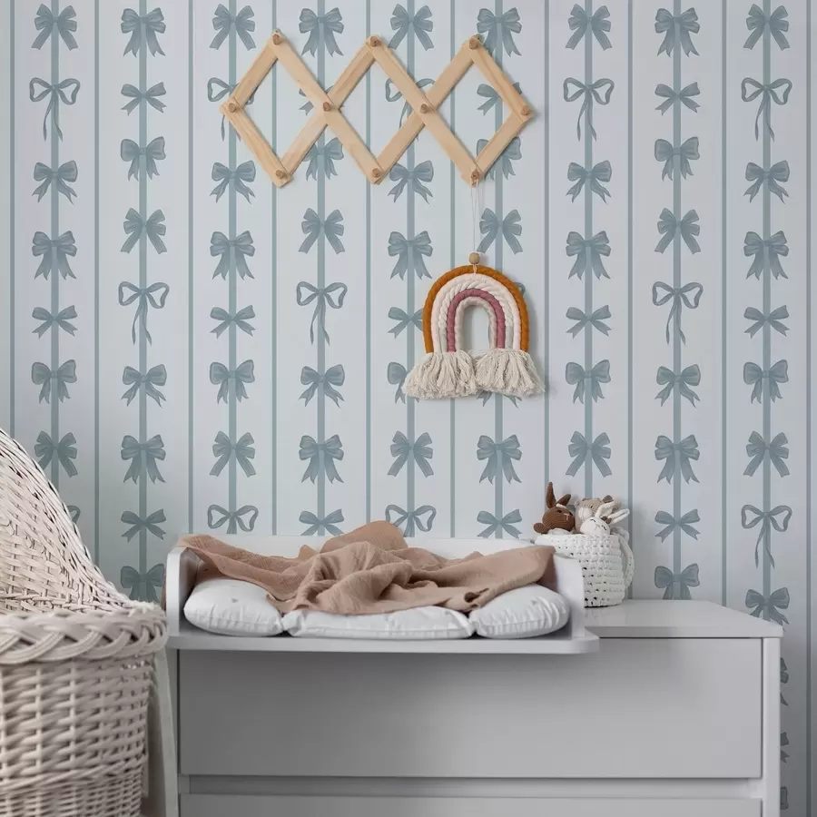 murales Lazos azules a rayas sobre fondo claro a01075v2