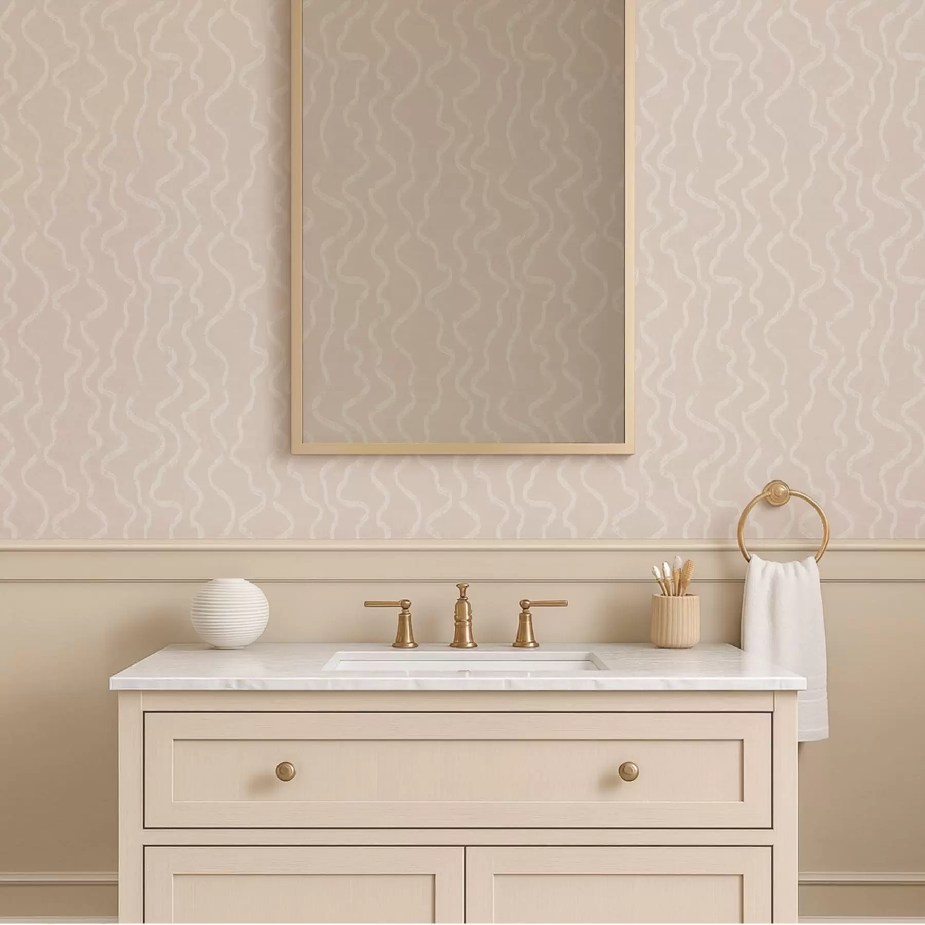 murales Diseño ondulado sobre fondo beige a01167