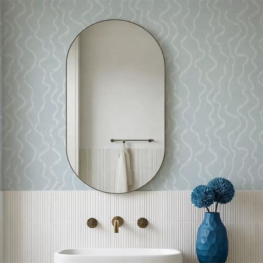 Wall Mural Photo Wallpaper Wavy light pattern on blue background a01167v1