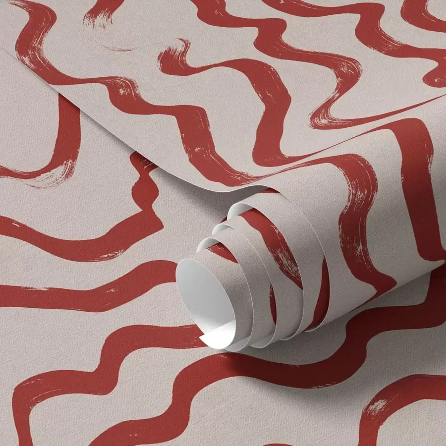 peintures murales Des lignes ondulées rouges sur fond clair a01168