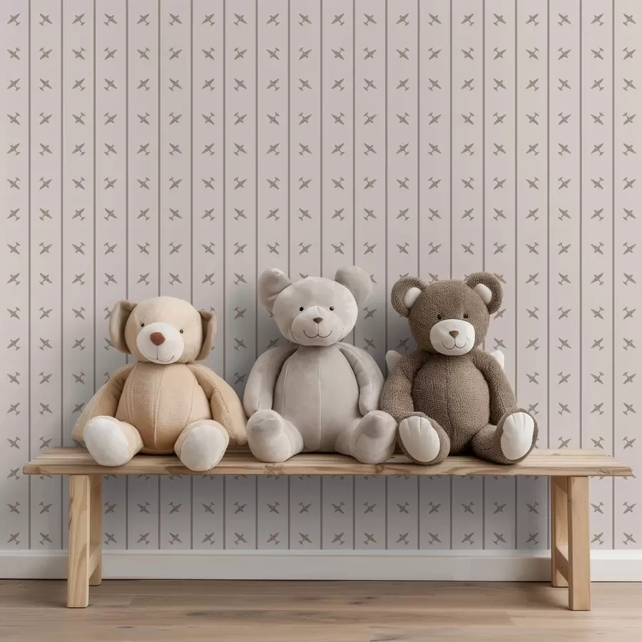 peintures murales Avions à motifs rayés dans des tons beiges a01169v1