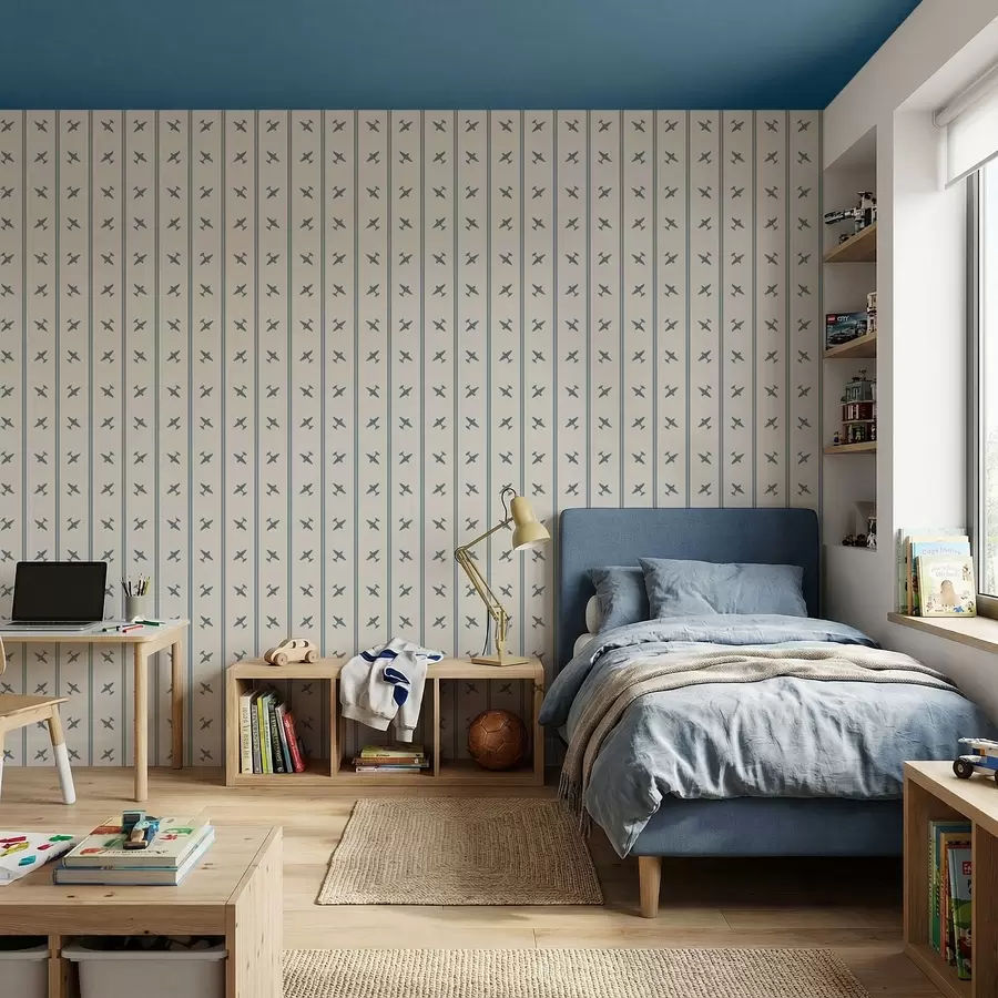 murales Aviones con un diseño a rayas azules a01170