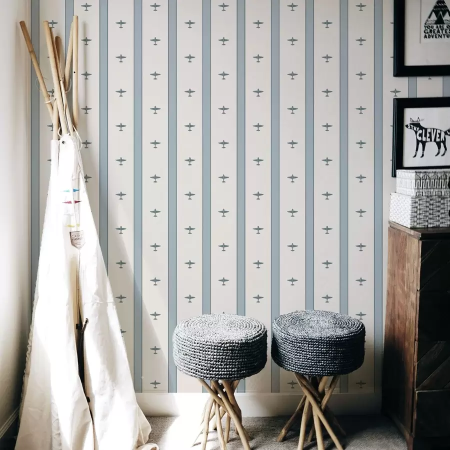 murales Aviones pequeños a rayas sobre fondo azul a01171