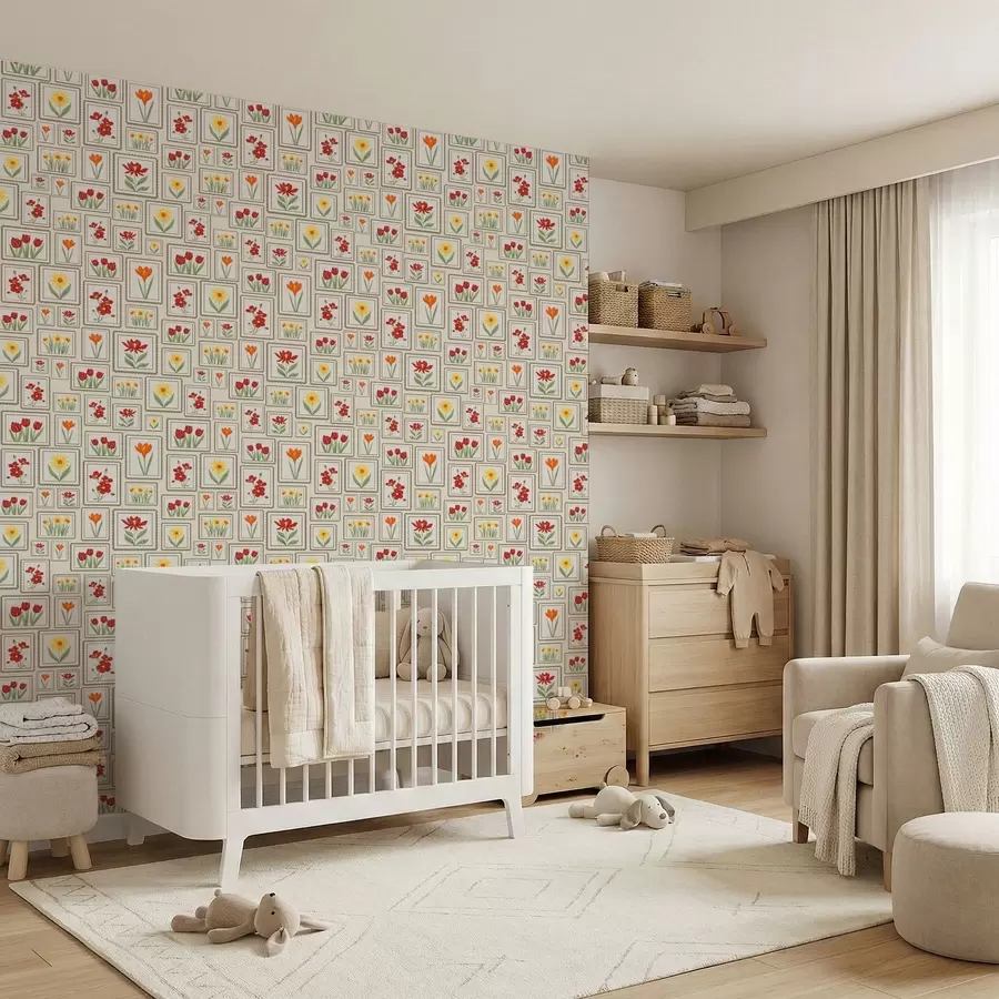 murales Ilustraciones florales enmarcadas en tonos cálidos a01173