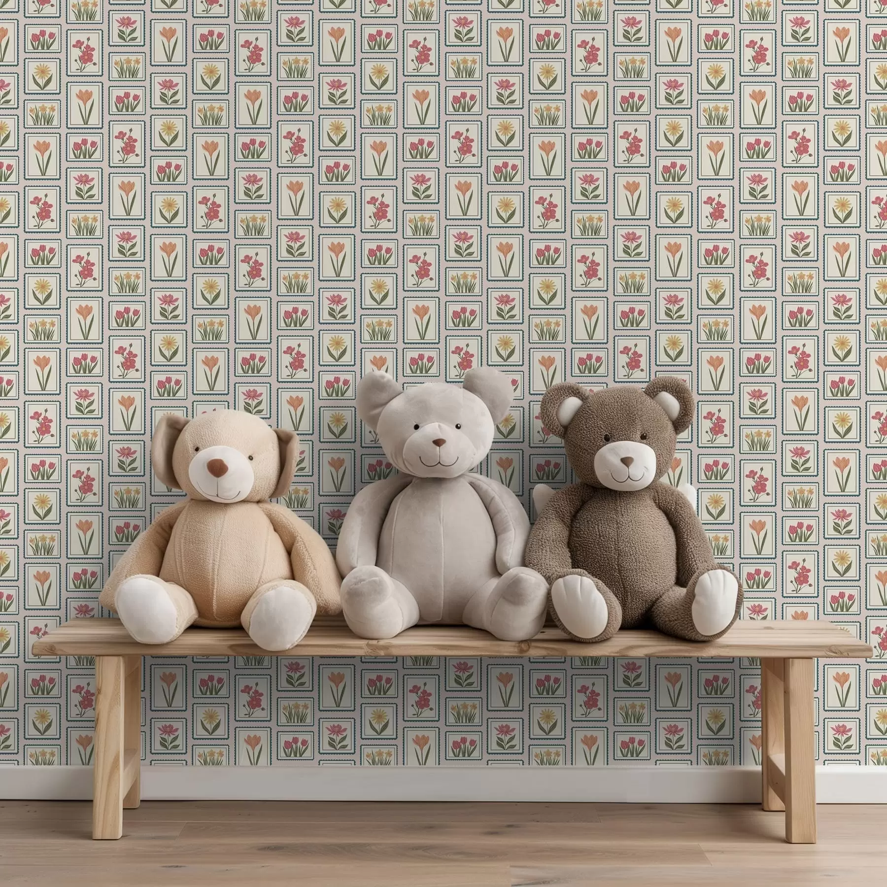 murales Ilustraciones florales enmarcadas con bordes a01174