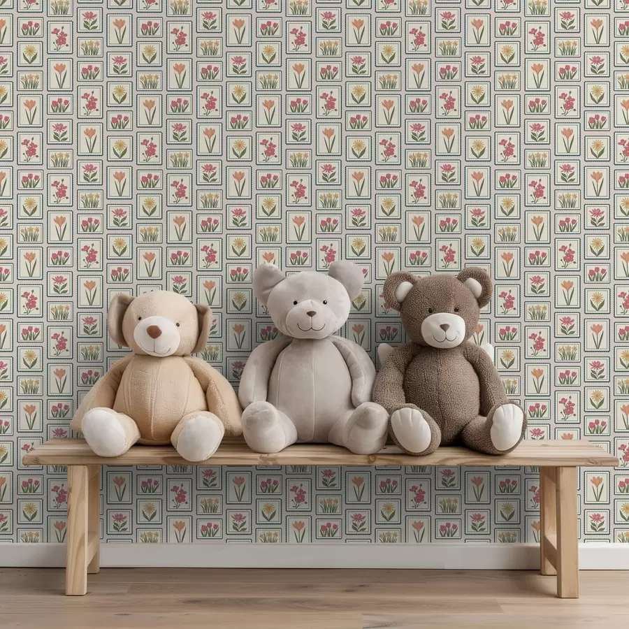 murales Ilustraciones florales enmarcadas con bordes a01174