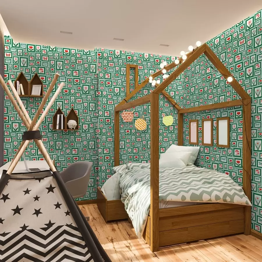 murales Ilustraciones enmarcadas con bordes verdes a01176v1