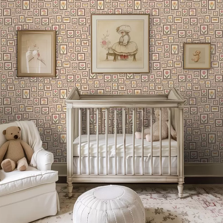 murales Ilustraciones enmarcadas en cálidos tonos beige a01176v2