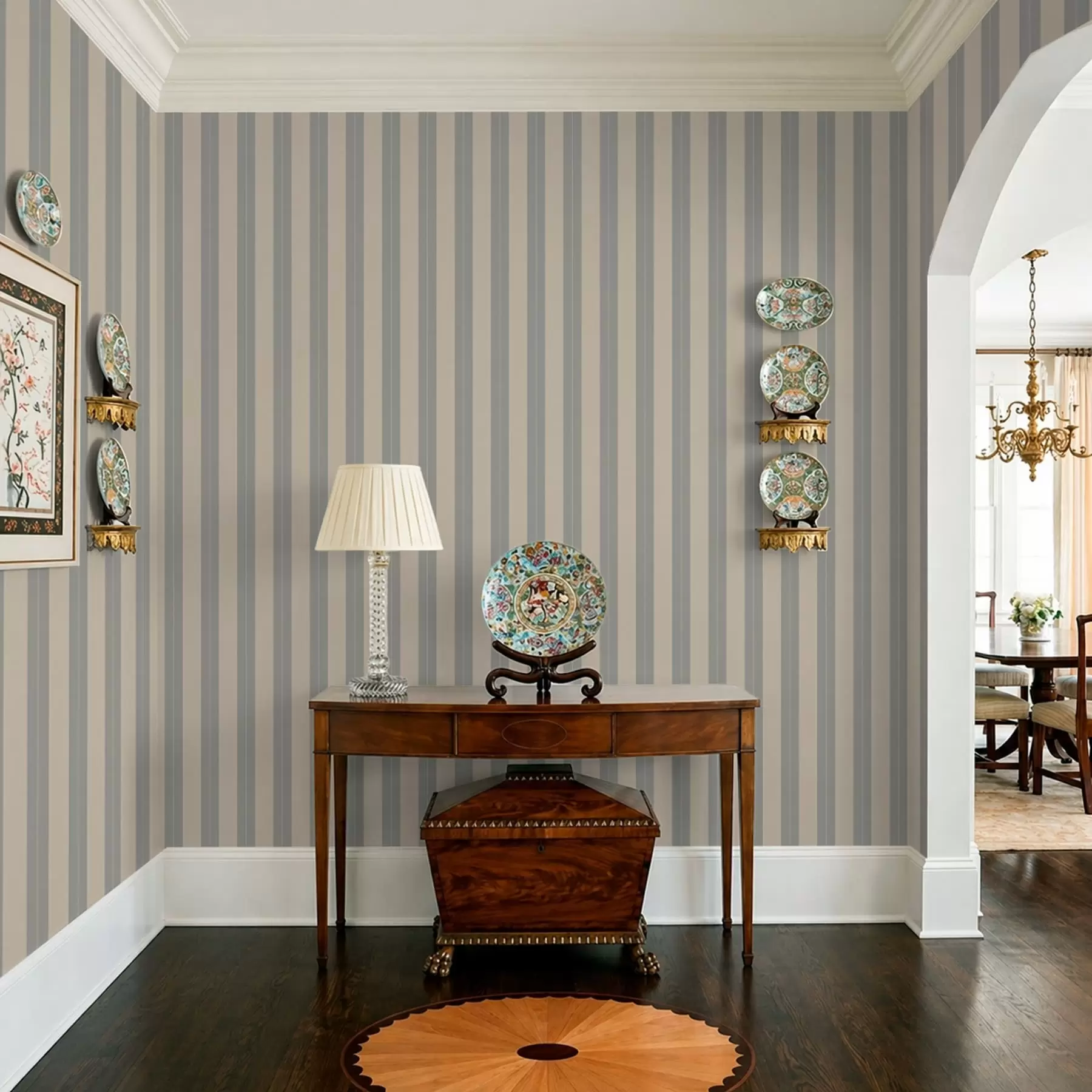 Wall Mural Photo Wallpaper Gray and beige vertical stripes a01181