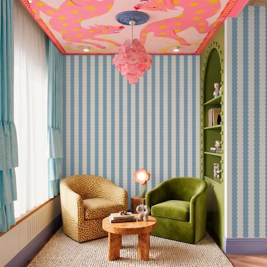 Wall Mural Photo Wallpaper Blue wavy stripes in Minimalism style a01182