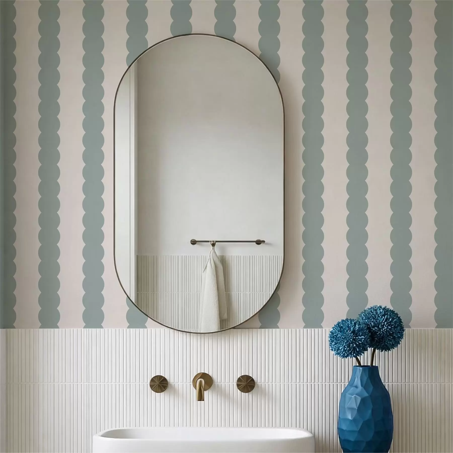 Wall Mural Photo Wallpaper Olive wavy stripes in Minimalism style a01182v1