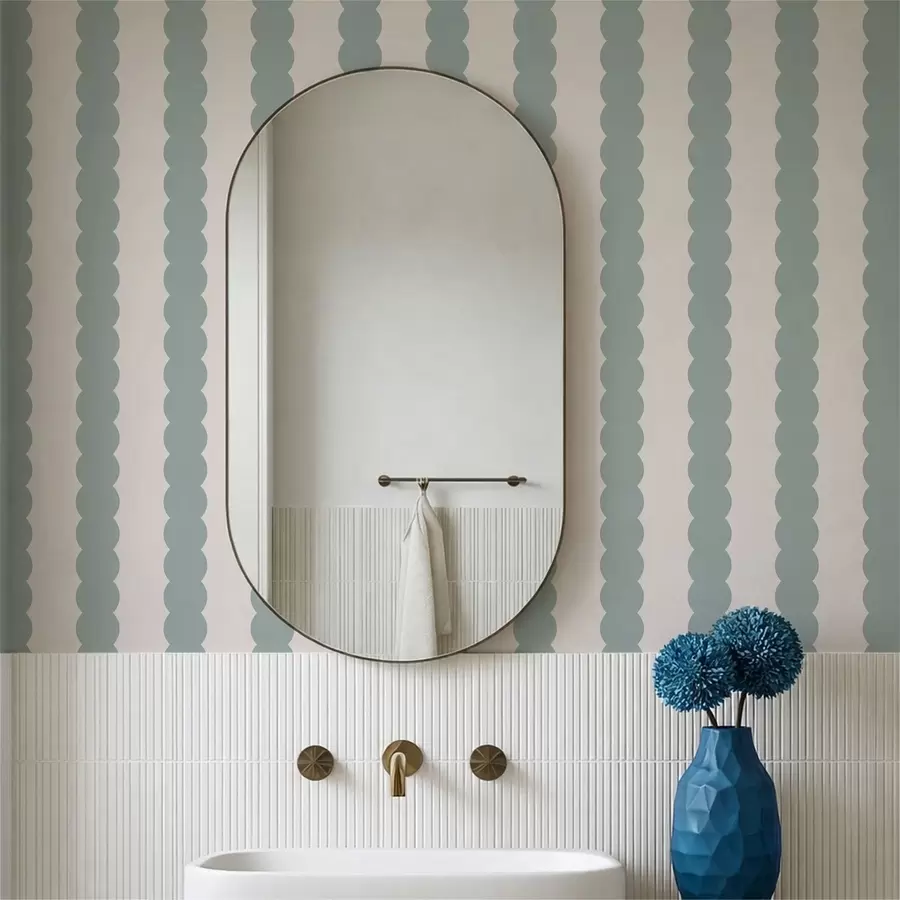 murales Rayas onduladas en color oliva, estilo minimalista a01182v1