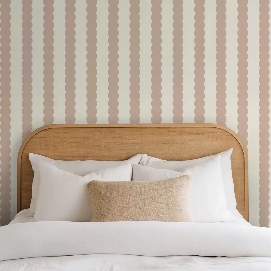 Wall Mural Photo Wallpaper Beige wavy stripes in Minimalism style a01182v2