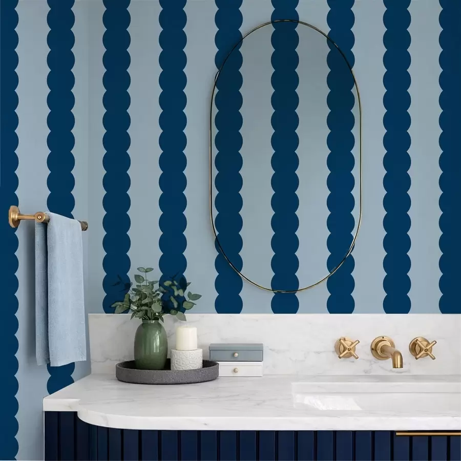 Wall Mural Photo Wallpaper Dark blue wavy stripes in Minimalism style a01182v3