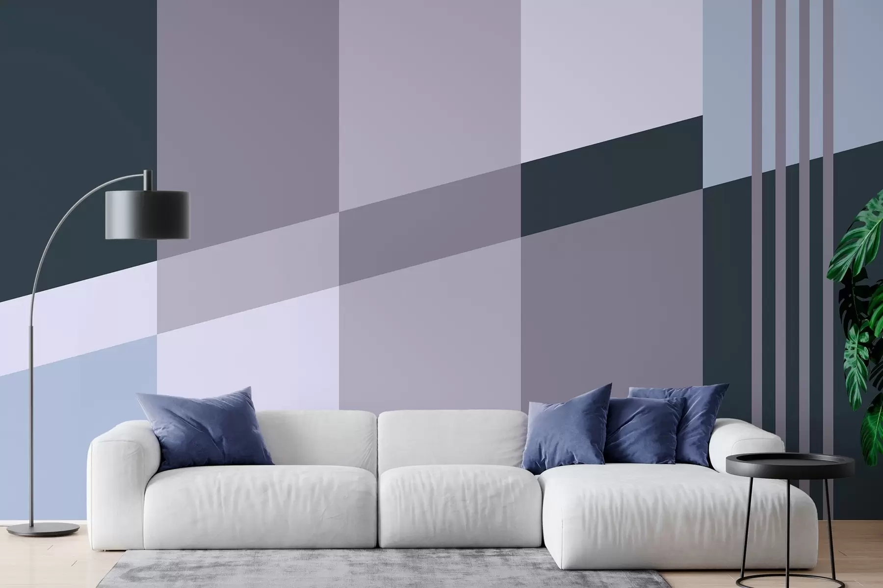 Wall Mural Photo Wallpaper Understated geometric designs in shades of grey and blue w05390v1