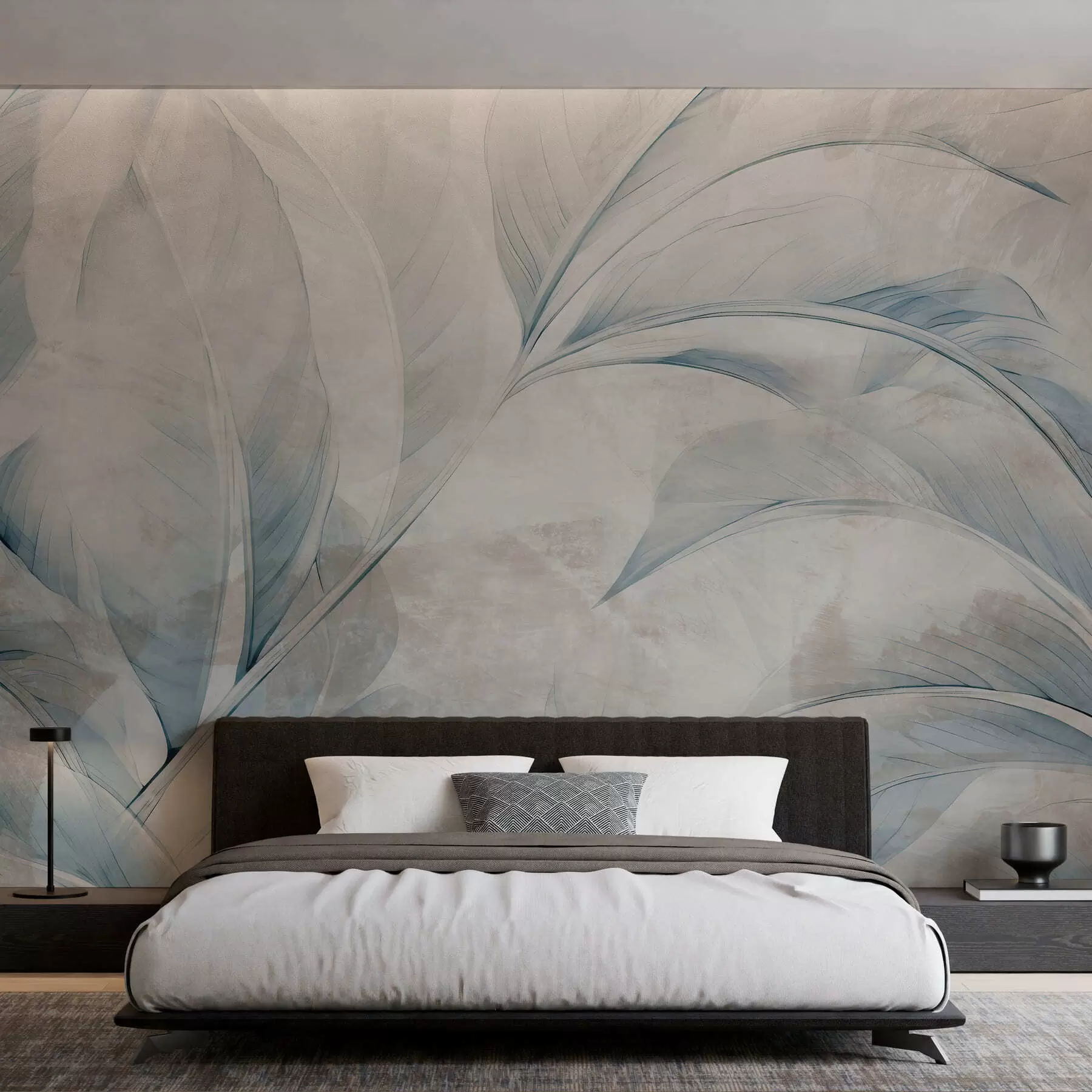 Wall Mural Photo Wallpaper Leaves on concrete wall w05440