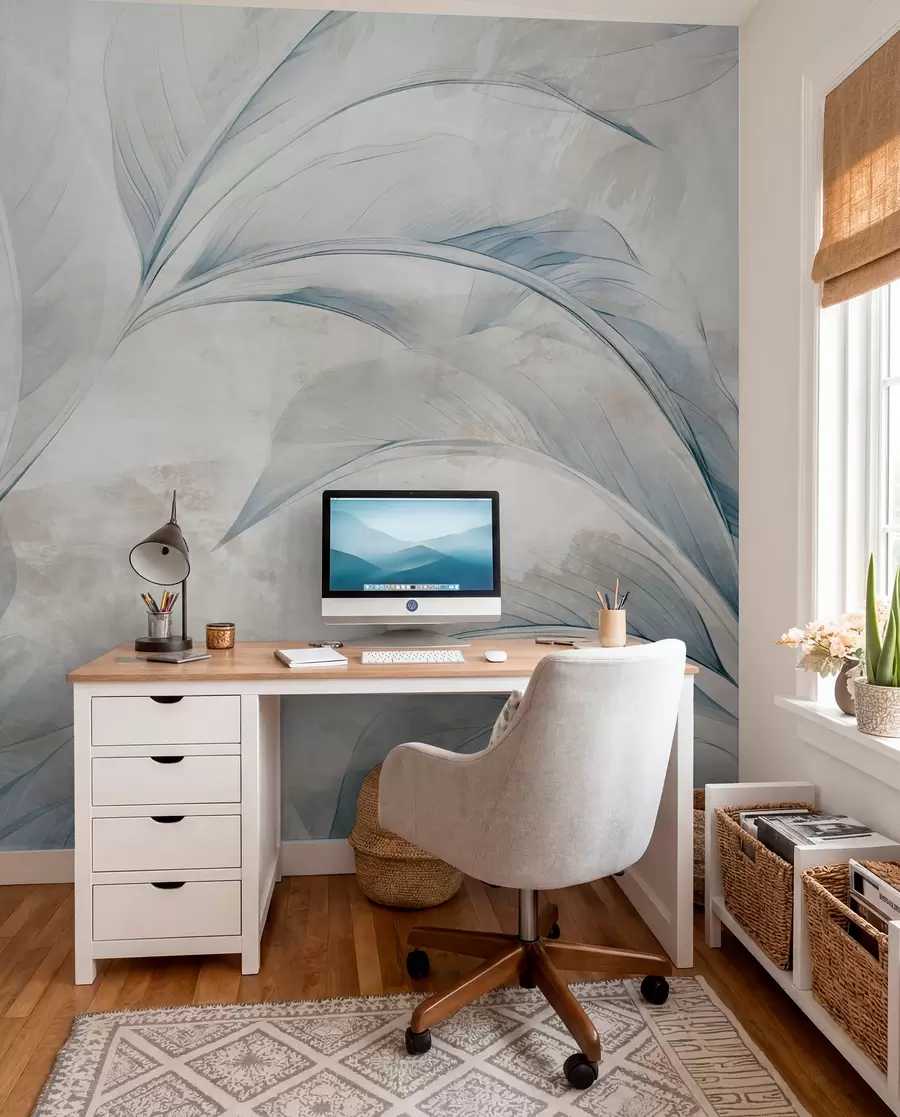 Wall Mural Photo Wallpaper Leaves on concrete wall w05440