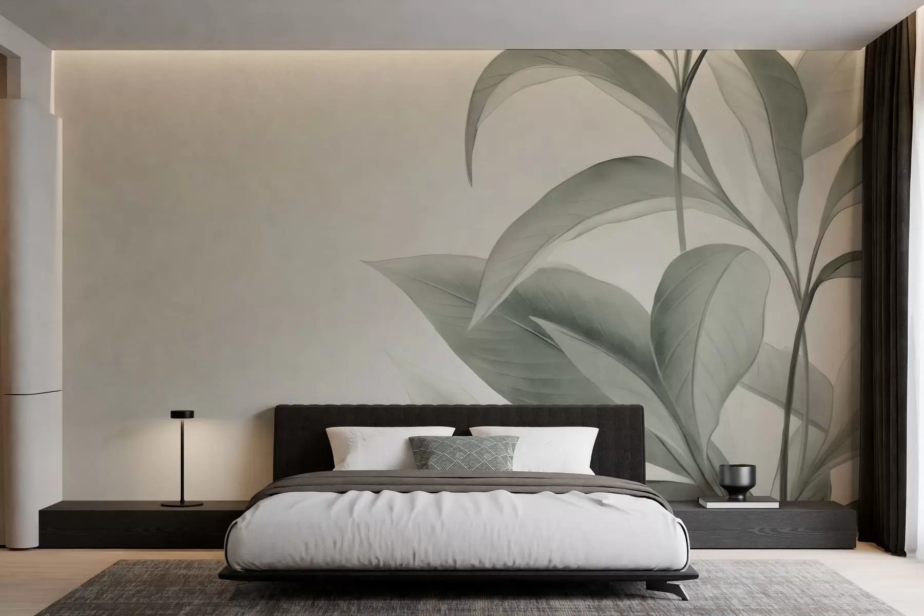 murales Hojas de textura delicada w05453