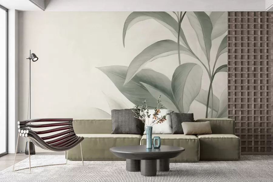 peintures murales Feuilles à la texture délicate w05453