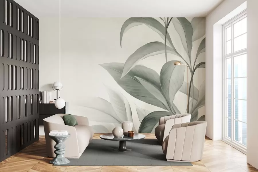 peintures murales Feuilles à la texture délicate w05453