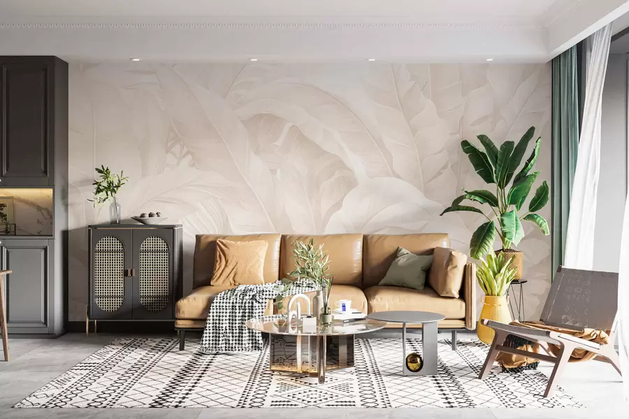 murales Hojas tropicales vintage w05518